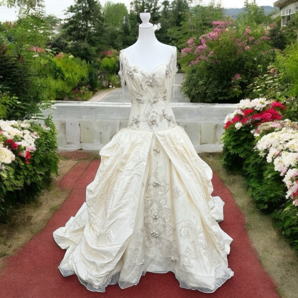 ST.Pucchi by Rani #9385 Bridal Ball Gown Wedding DRESS SZ 10 SiLk Ivory #5